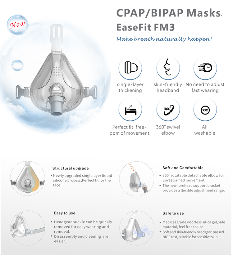 أقنعة CPAP BIPAP EaseFit FM3-1